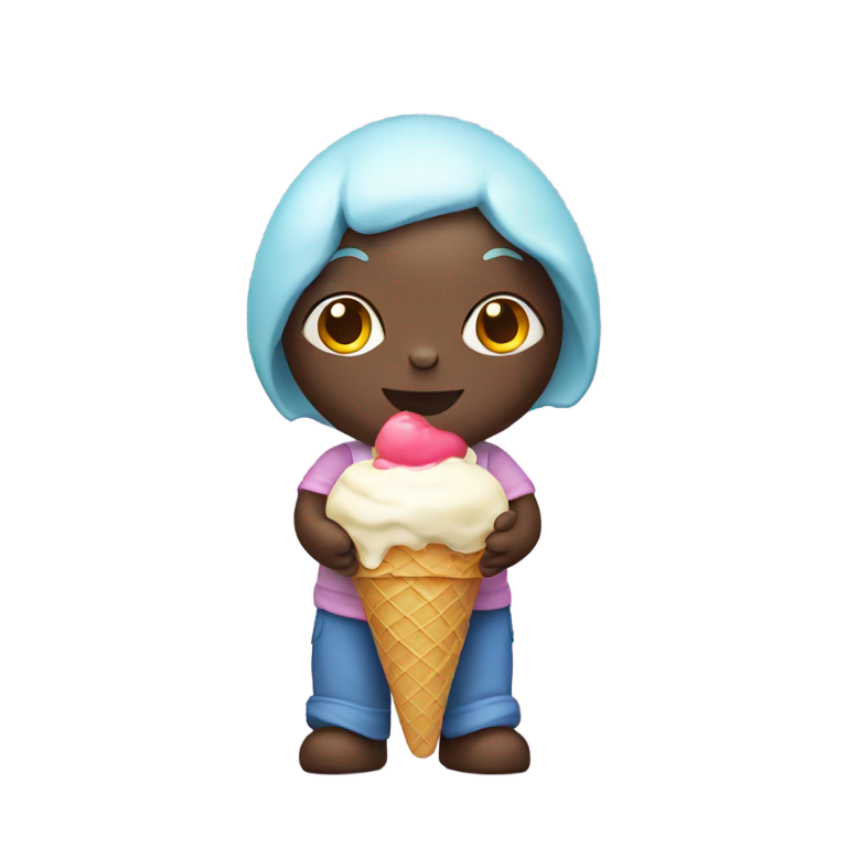 genmoji : Poupée Labubu tenant une glace, debout
