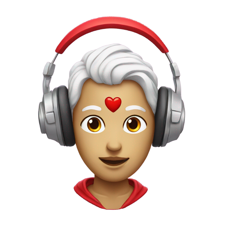 genmoji：圣心戴耳机。