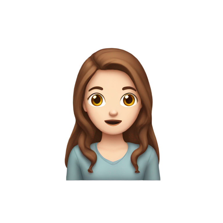 genmoji：white girl with brown hair holding hands over entire ears scared