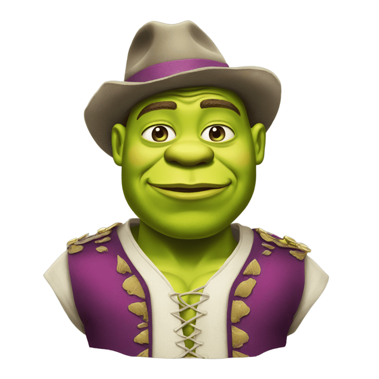 genmoji : shrek in pimp outfit