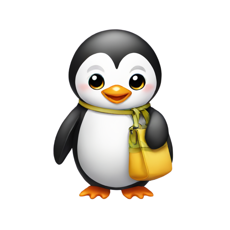 genmoji : Bébé pingouin avec sac