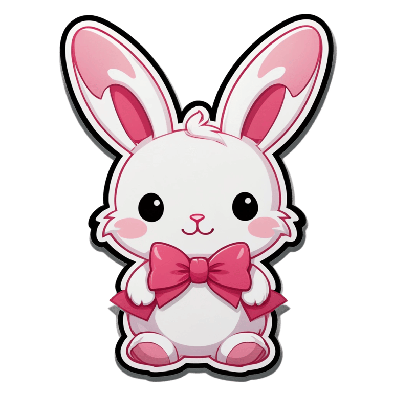 genmoji: cute pink bunny wearing a pastel pink bow