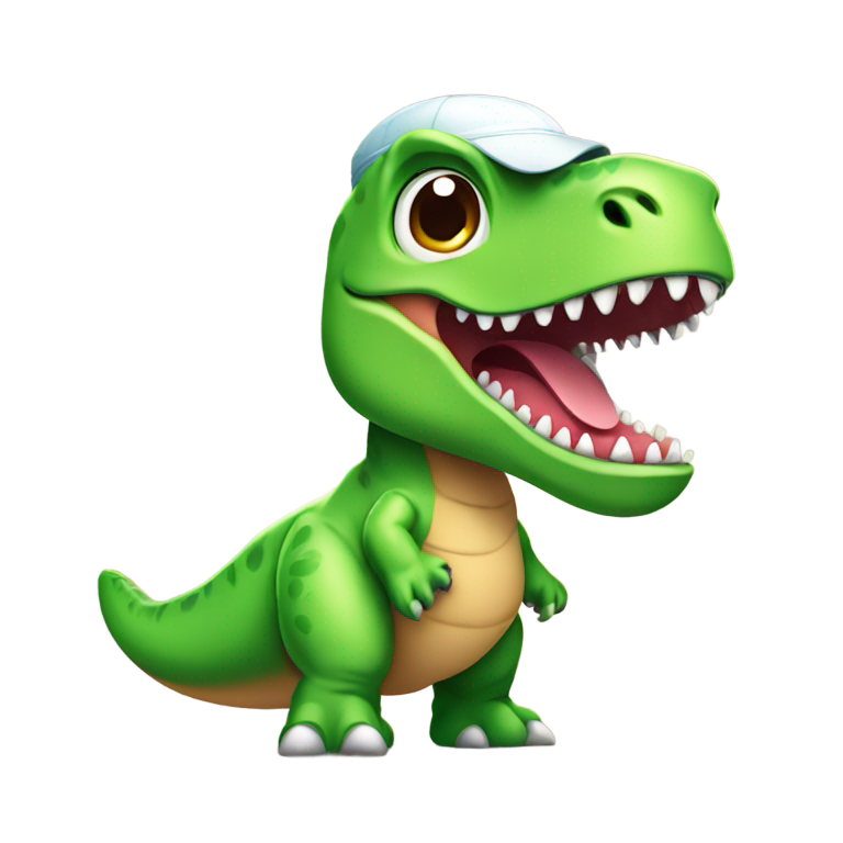 genmoji：可爱搞笑的短臂霸王龙卡通，戴着运动头带