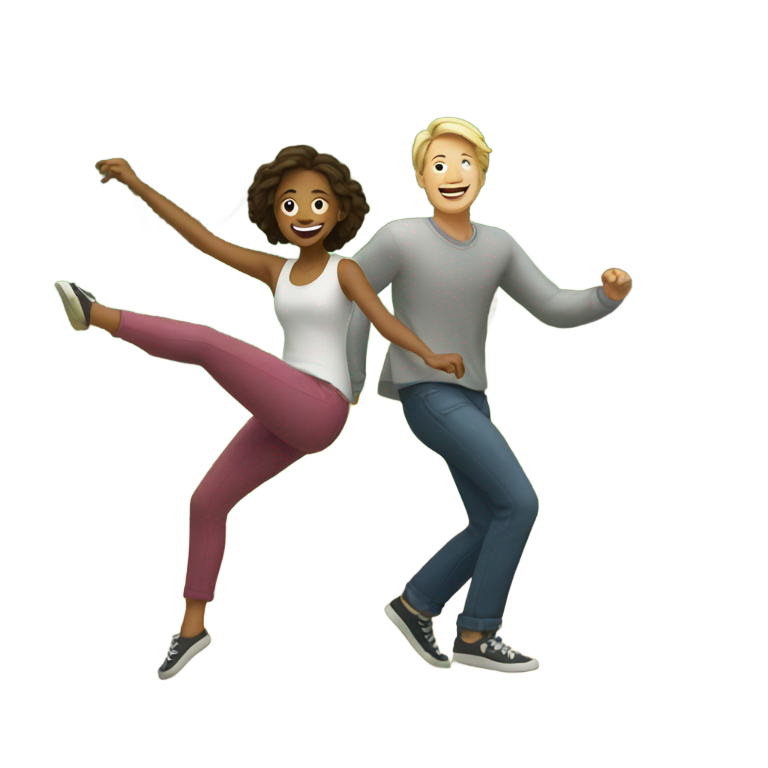 genmoji : Matt et Ellen dansant dans un parc