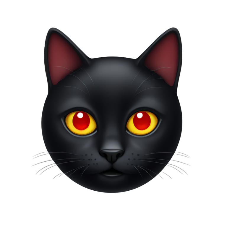 genmoji: Black cat with red eyes