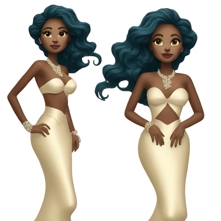 genmoji：企业美人鱼在Met Gala，主题是超级精细剪裁