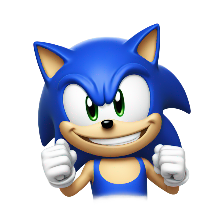 genmoji : Sonic heureux avec un pouce en l'air