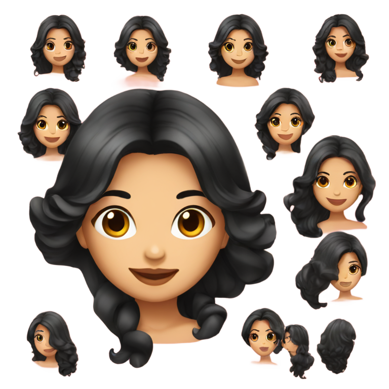genmoji：非常漂亮的拉丁菲律宾女子，黑色丝滑的头发中间分开