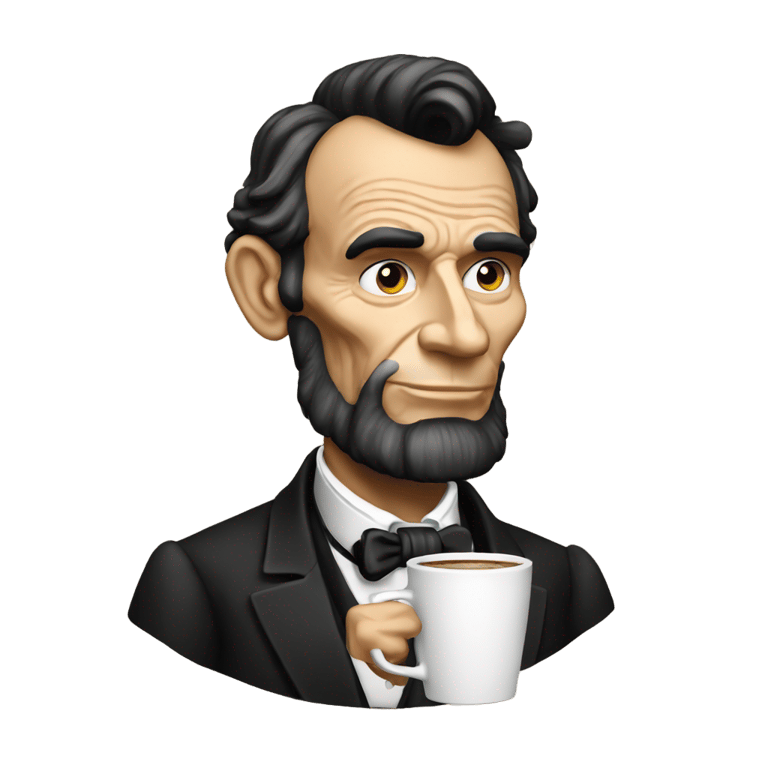 genmoji: Abraham Lincoln, drinking coffee