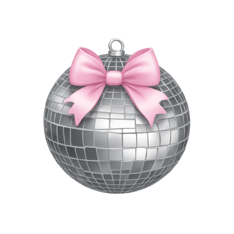 絵文字：A silver disco ball with a baby pink bow on top