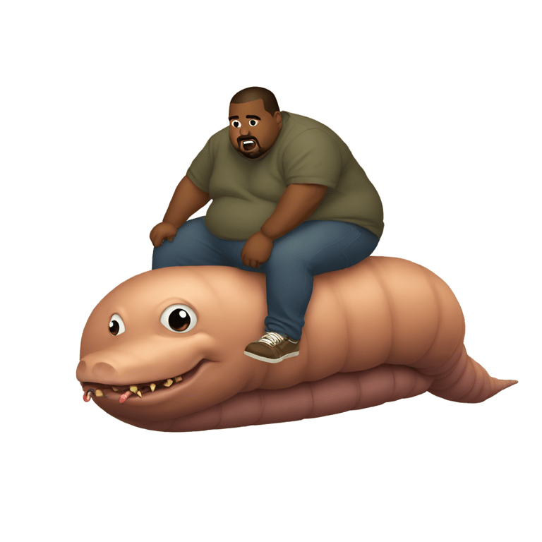 genmoji：肥胖的坎耶骑着蚯蚓