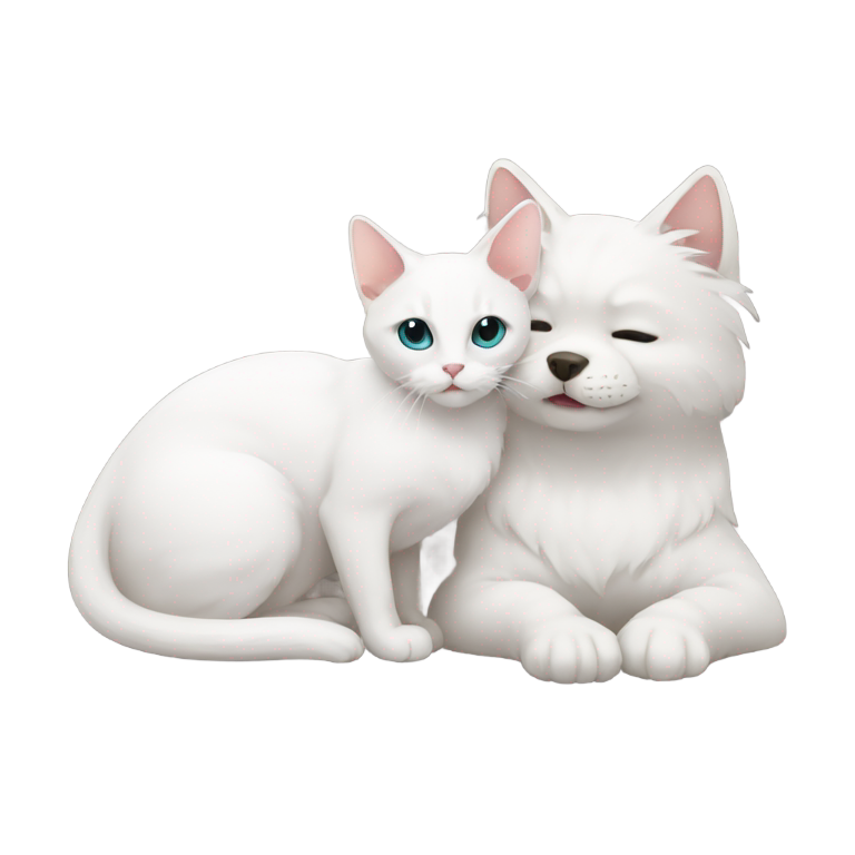 genmoji: white Cat and Dog and DNA behind