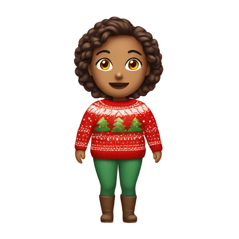genmoji：穿着圣诞毛衣的女人