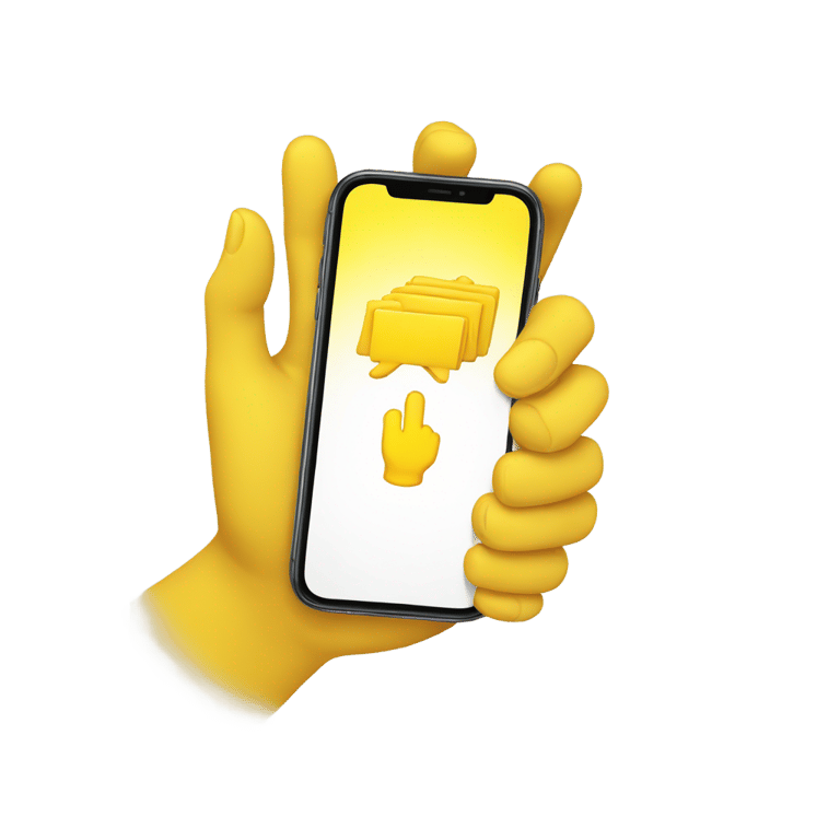 genmoji : Une main jaune tenant un iPhone