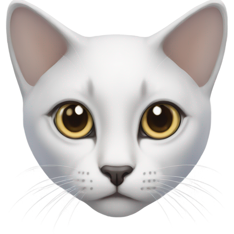 genmoji : white khao manee cat with grey head and different eyes hazel and blue