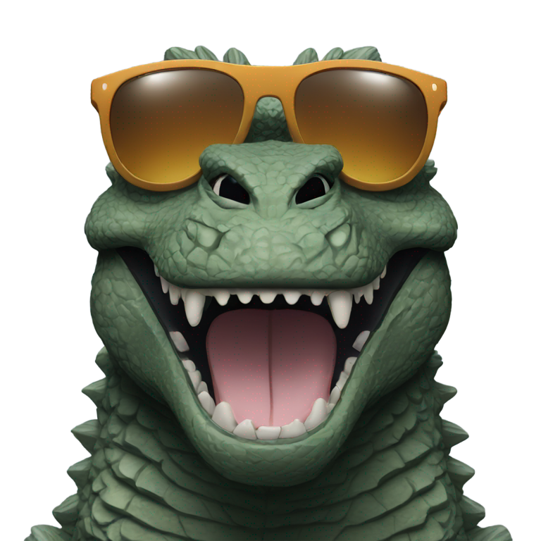 genmoji: Godzilla (from the new empire) wearing sunglasses