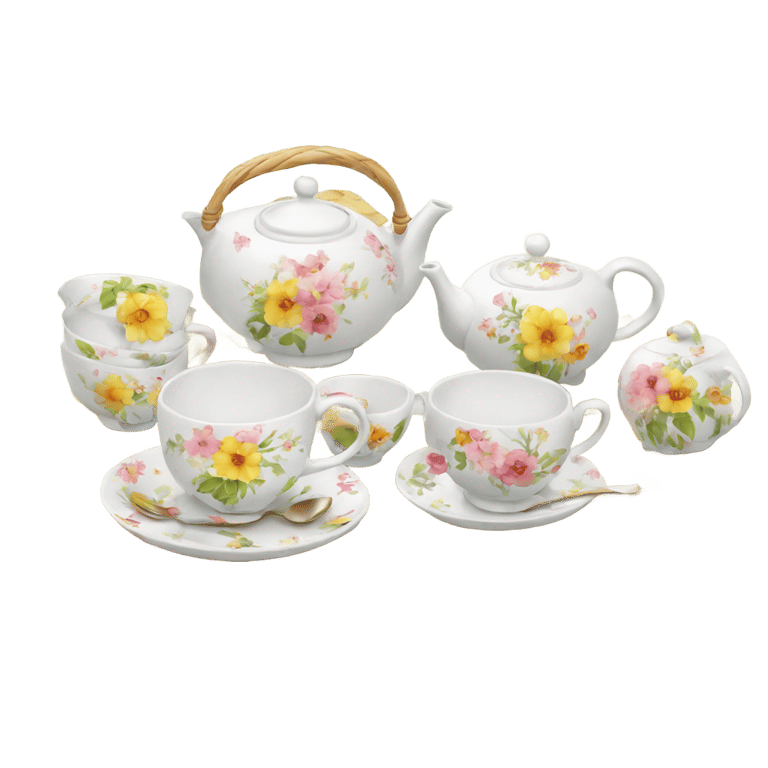 genmoji : Floral picnic tea set