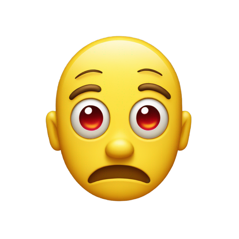 genmoji：黄色iPhone风格表情，红眼下垂，眼皮沉重，略带迷茫的微笑，轻松而恍惚的感觉——不算很开心，更多是平静和不在状态。