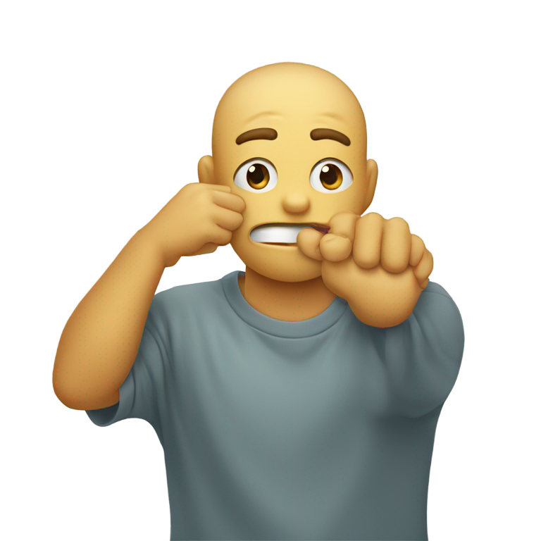 genmoji：表情符号咬手指并用另一只手遮眼，显得害羞