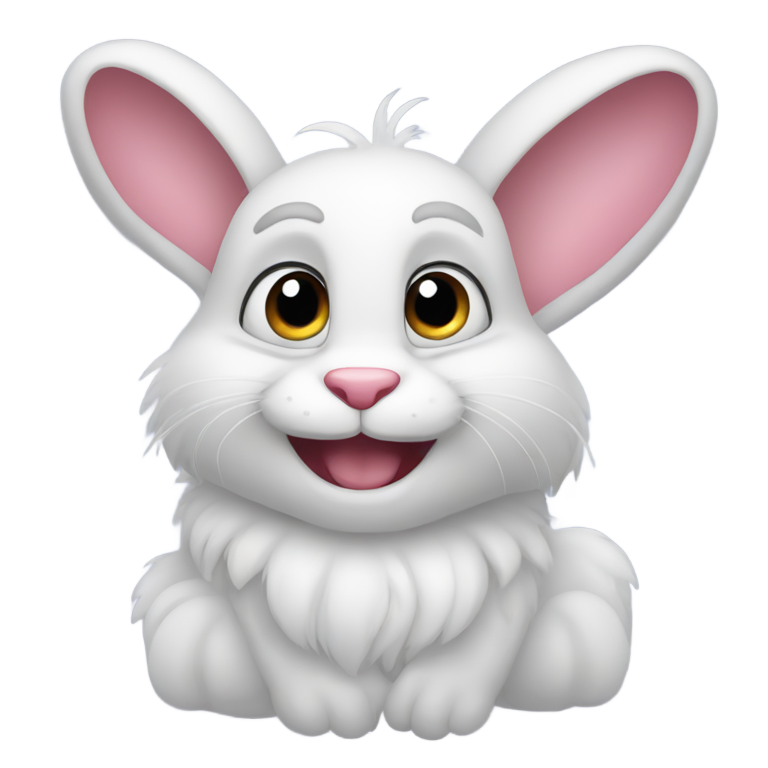 genmoji: 👹 smiling, big eyes, furry, two ears in the center of the head bunny like
