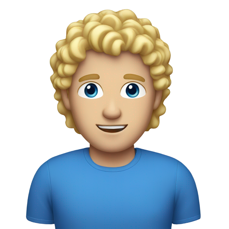 genmoji：成年白人男性，蓝色瞳孔，金色卷发，红色衬衫