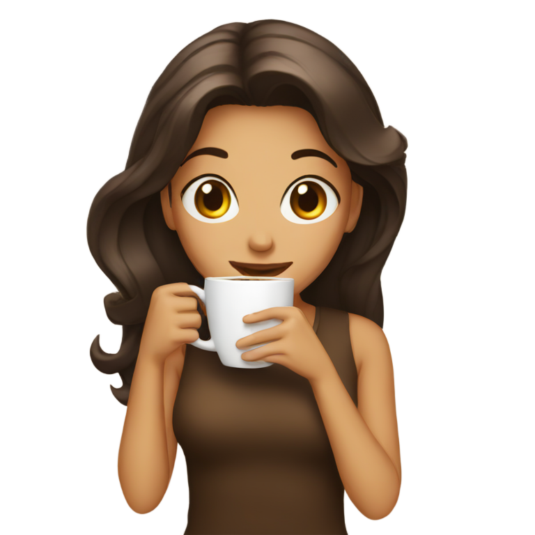 genmoji: A girl with coffee