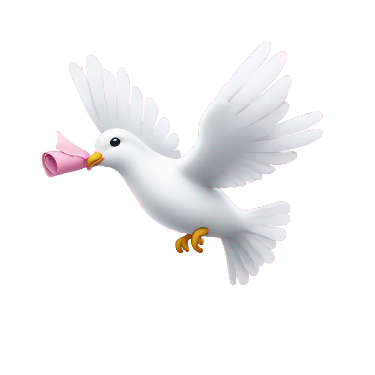 genmoji：flying dove sending pink scroll