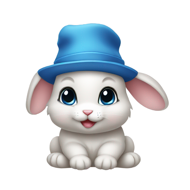 genmoji：宝贝兔子 - 柔软的圆脸，戴着有趣的蓝色帽子