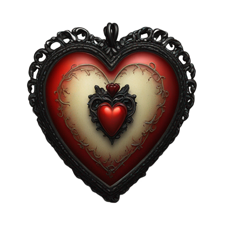 genmoji: red and black gothic vintage trinket sacred heart, religious iconography man