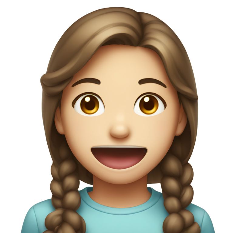 genmoji：女孩脸上沾着牛奶，吐着舌头微笑