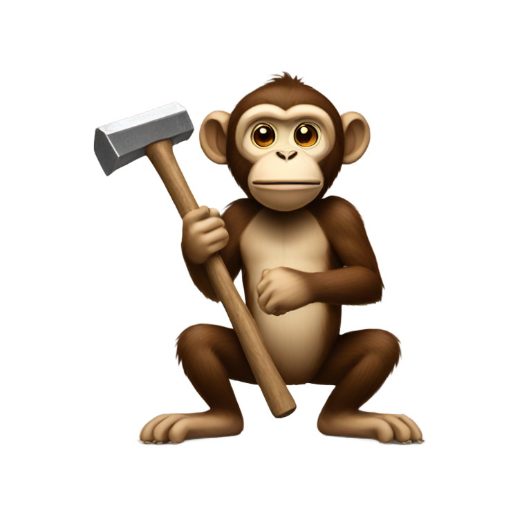 genmoji: monkey with a hammer