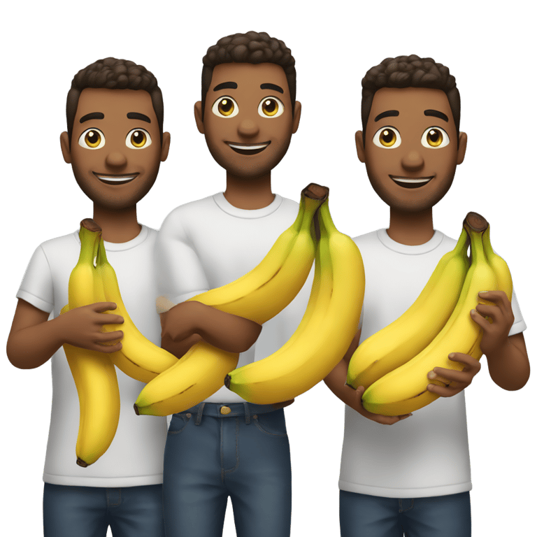 genmoji：五个男人手里各持一根香蕉