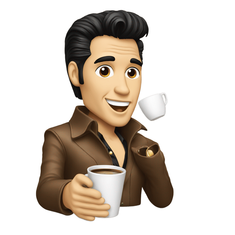 genmoji：埃尔维斯·普雷斯利喝咖啡