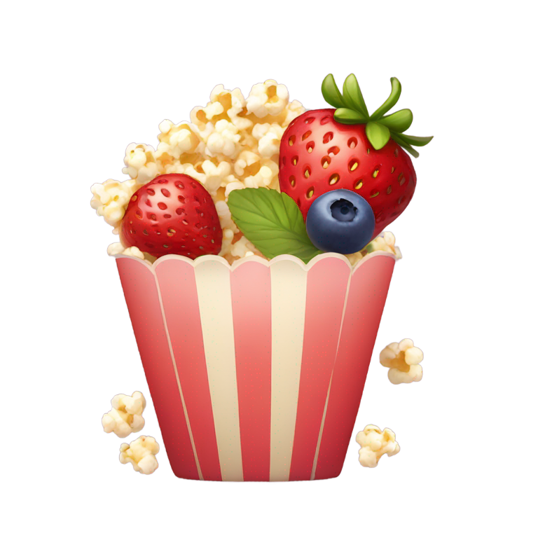 絵文字：いちご、ブルーベリー、ポップコーン