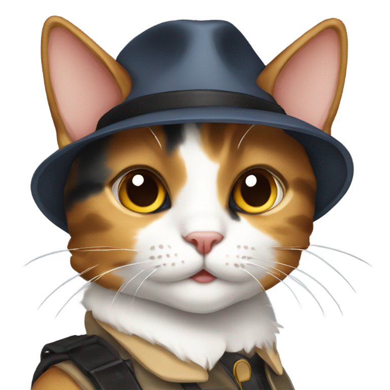 genmoji：一只可爱的三色猫侦探