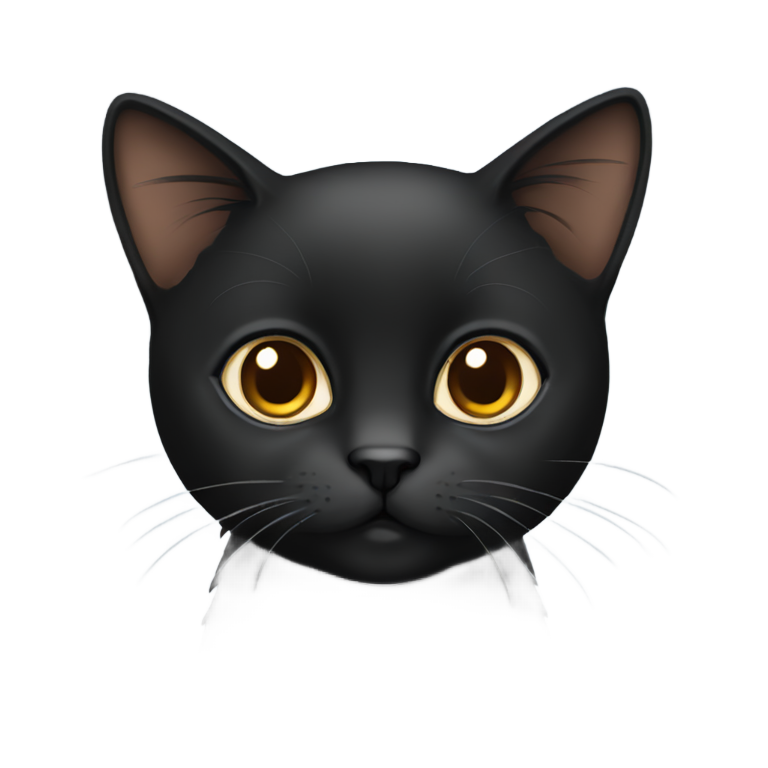 genmoji: Black short hair cat with brown eyes