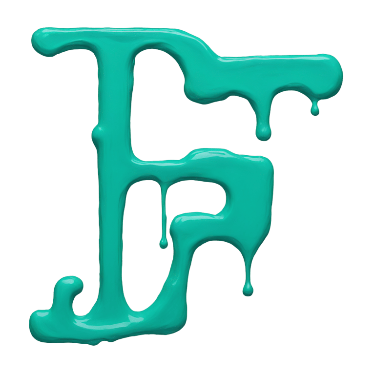 絵文字：ティール色のペンキで作られた「t」の文字