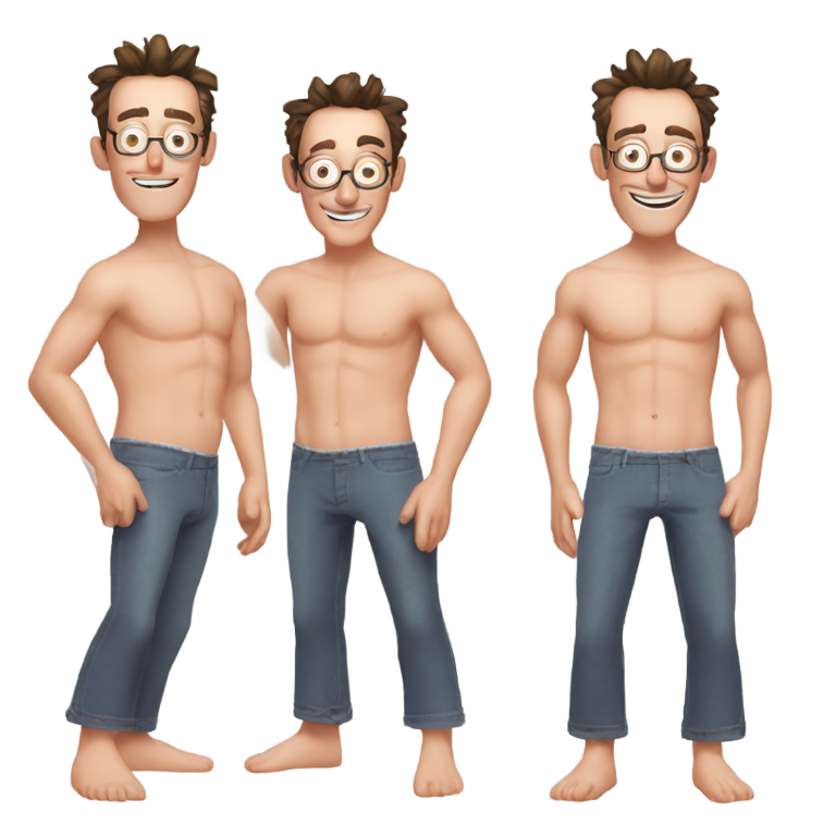 genmoji : Tom Kenny sans chemise, en pantalon