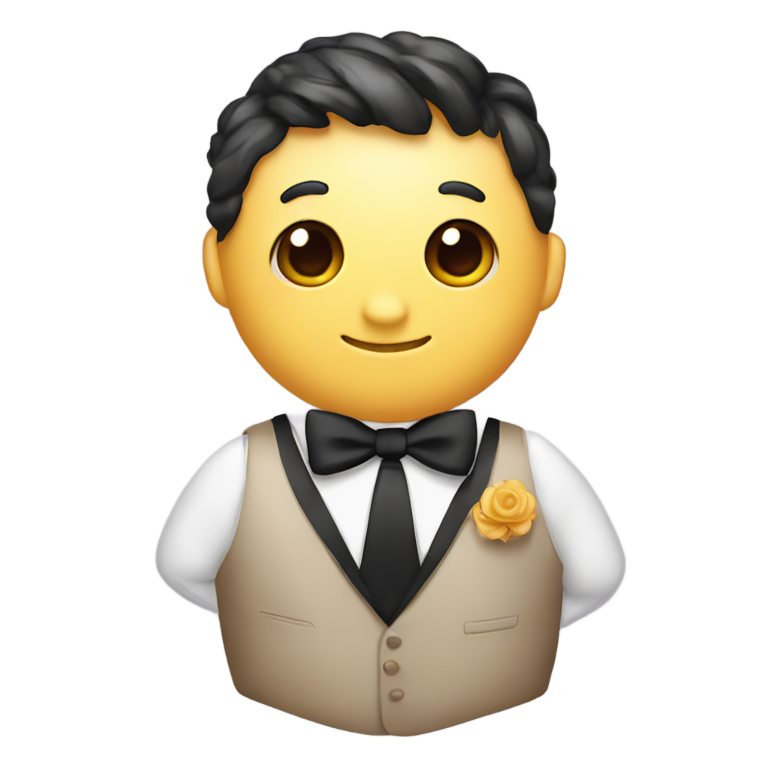 genmoji: Rollie pollie bug with a bow tie