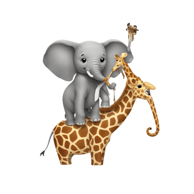 絵文字：Elephant using a Giraffe's neck as a halfpipe