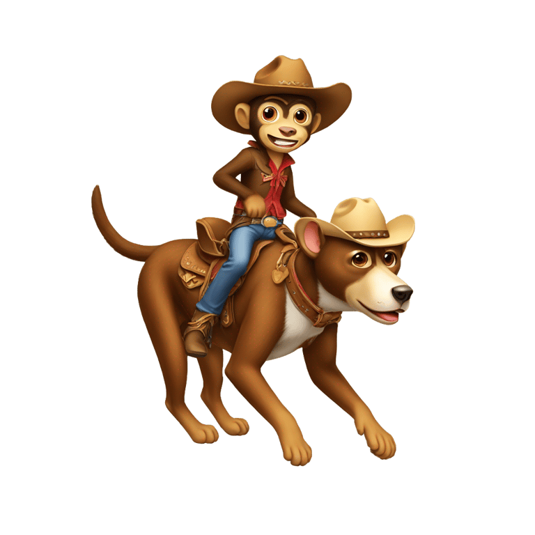 genmoji：牛仔猴骑着狗