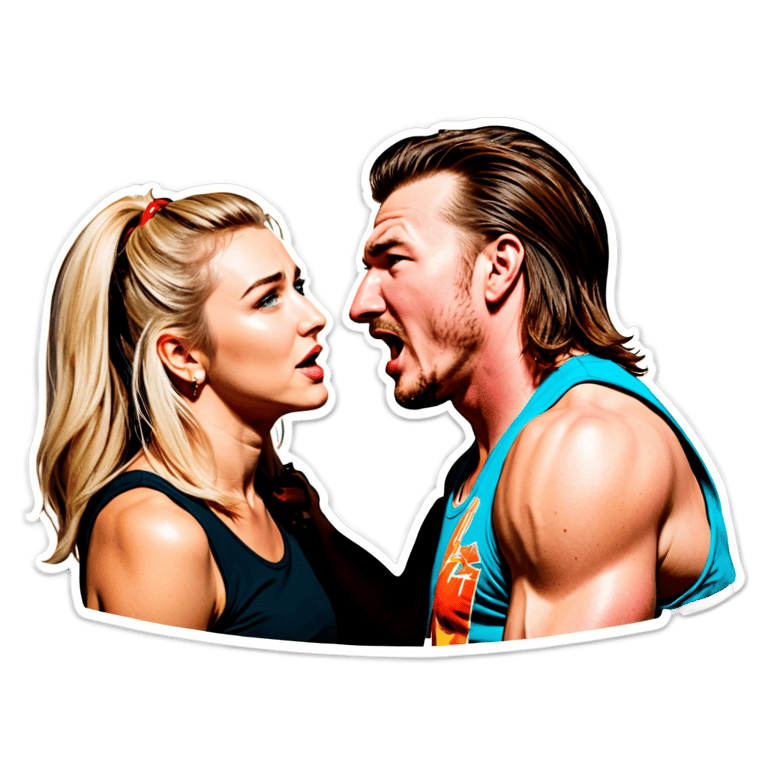 genmoji: Morgan Wallen getting slapped in the face by a blonde woman with hazel eyes