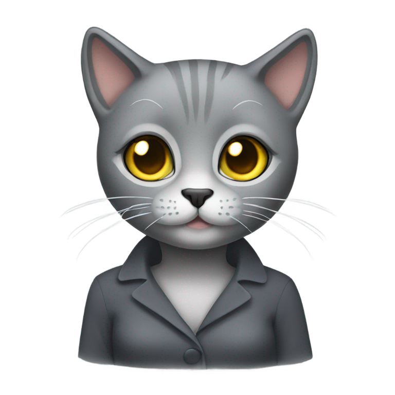 絵文字：Dim gray cat wife