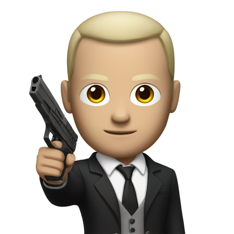 genmoji : Agent 47 holds a pistol