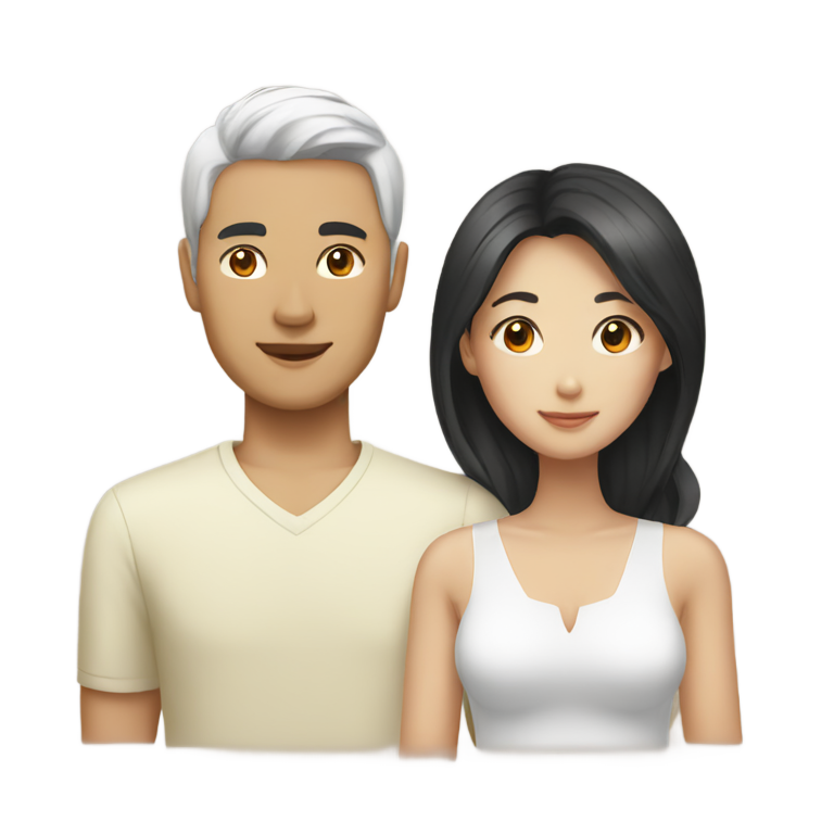 genmoji : Couple asiatique et blanc