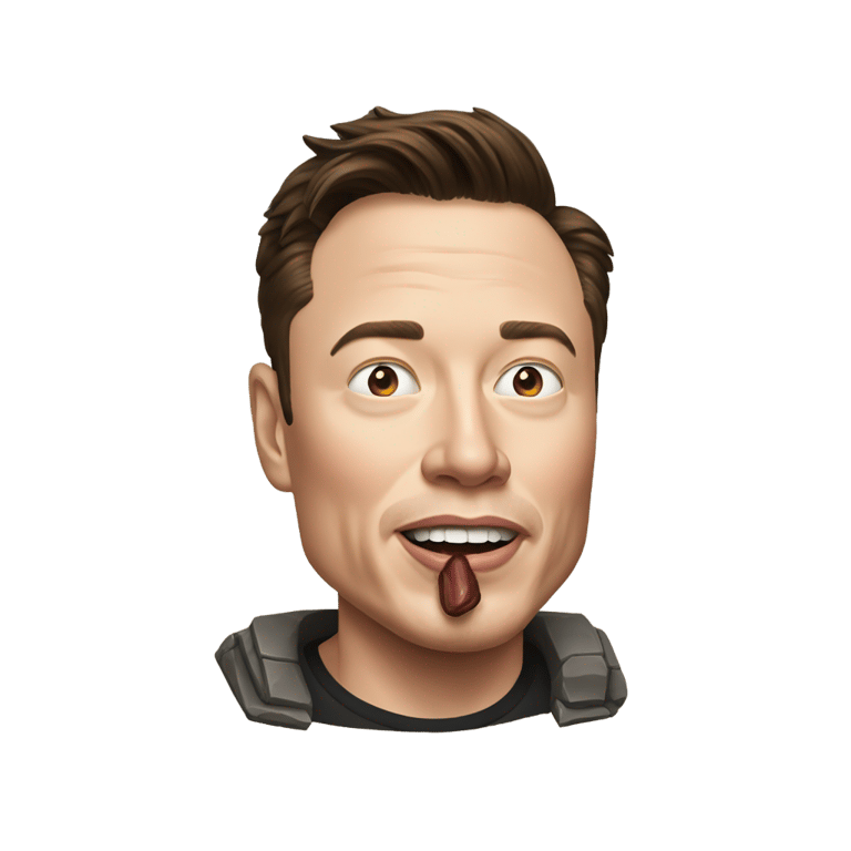 絵文字：elon musk with stone in his mouth