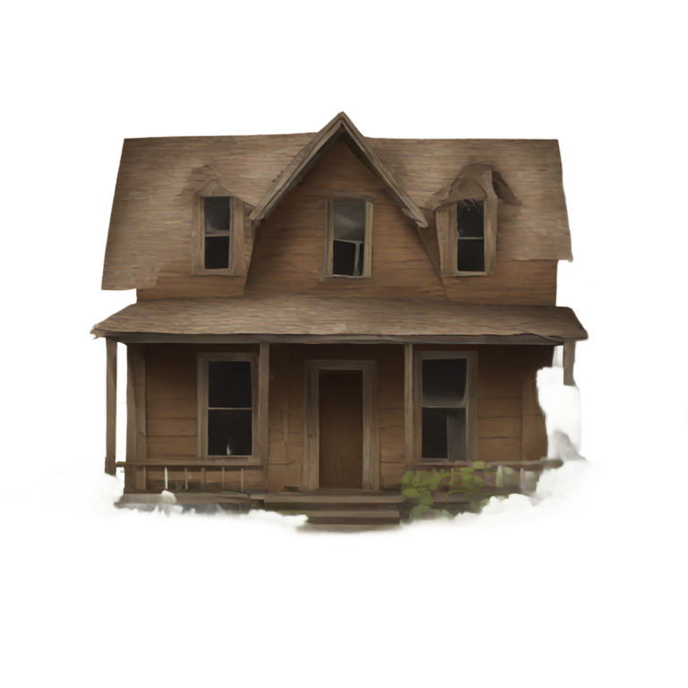 genmoji: Abandoned brown house