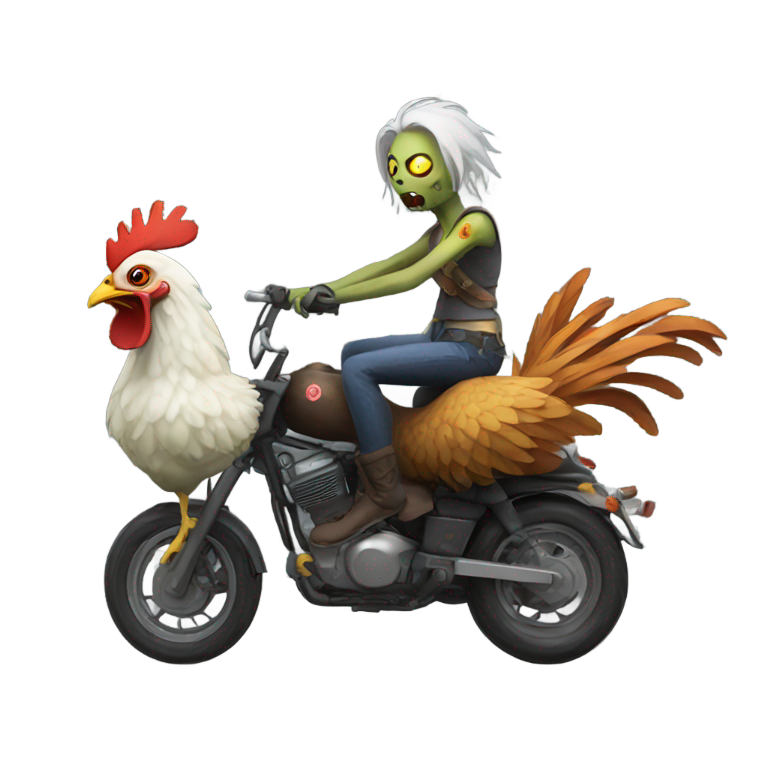 genmoji : Un zombie montant un poulet