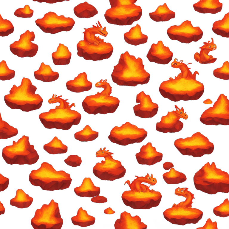 genmoji: Dragon swimming in lava