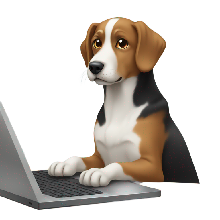 genmoji : Chien sur un ordinateur